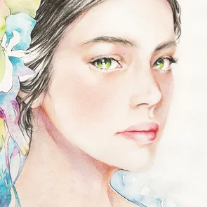 Porträtzeichnungen lassen sich auch mit Aquarellstiften ausdrucksstark gestalten. Hier ein Beispiel für ein Porträt mit Aquarellstiften