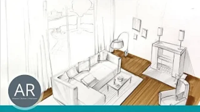 Interior Design Zeichnungen kolorieren 