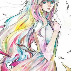 Haarbewegungen sind in Mangazeichnungen sehr wichtig und werden mit schwungvollen Linien und Farbspiel betont. Hier ein Beispiel für Mangahaare in einer Zeichnung