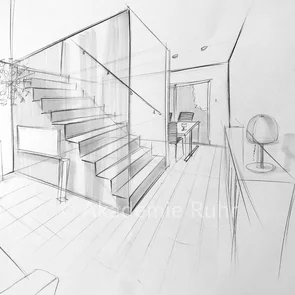 Lernen Sie in unserem Workshop für Innenarchitektur, wie Sie Treppen in Perspektive skizzieren können.