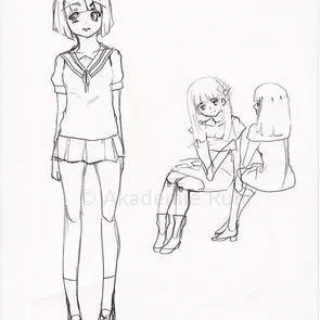 Manga von Schulmädchen gehören zu den klassischen Mangamotiven. Hier eine Beispielzeichnung der Vorsitze eines Schulmädchen-Manga