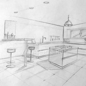 Auch schnelle Zeichentechniken wie Bleistiftskizzen erlernen Sie in unseren Interior Design Workshops.