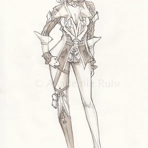 Extravagante Outfits sind typisch für das Zeichnen von Manga-Charakteren. Hier ein Beispiel für die Zeichnung von einem Mangacharakter