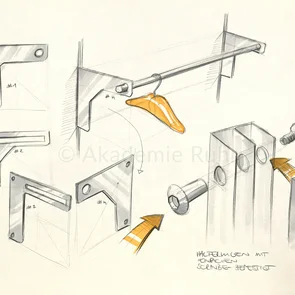 Lockere Prozessskizzen von Ihrem Konzept können Ihre Idee verständlicher machen. Lernen Sie in unserem Workshop für Produkt Design die passenden Zeichentechniken.